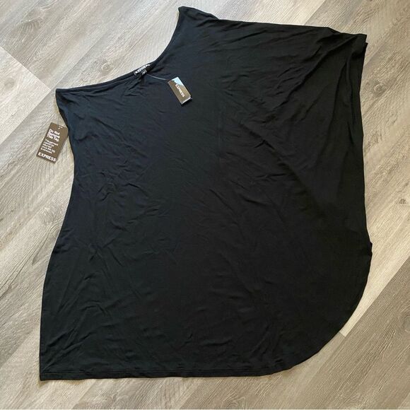 Express One Shoulder Dress Bodycon Dolman Sleeve Black Medium Classic - Picture 2 of 11